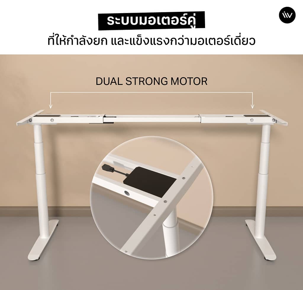 โต๊ะปรับระดับไฟฟ้า LIV มอเตอร์คู่ เสียงเบาและรับน้ำหนักได้มากกว่า​